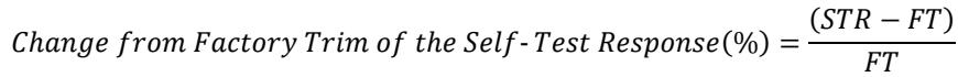 Formula for calculating the change from factory trim of the self-test response