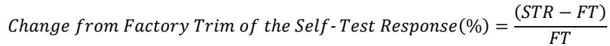 Formula for percentage change from Factory Trim of the Self-Test Response